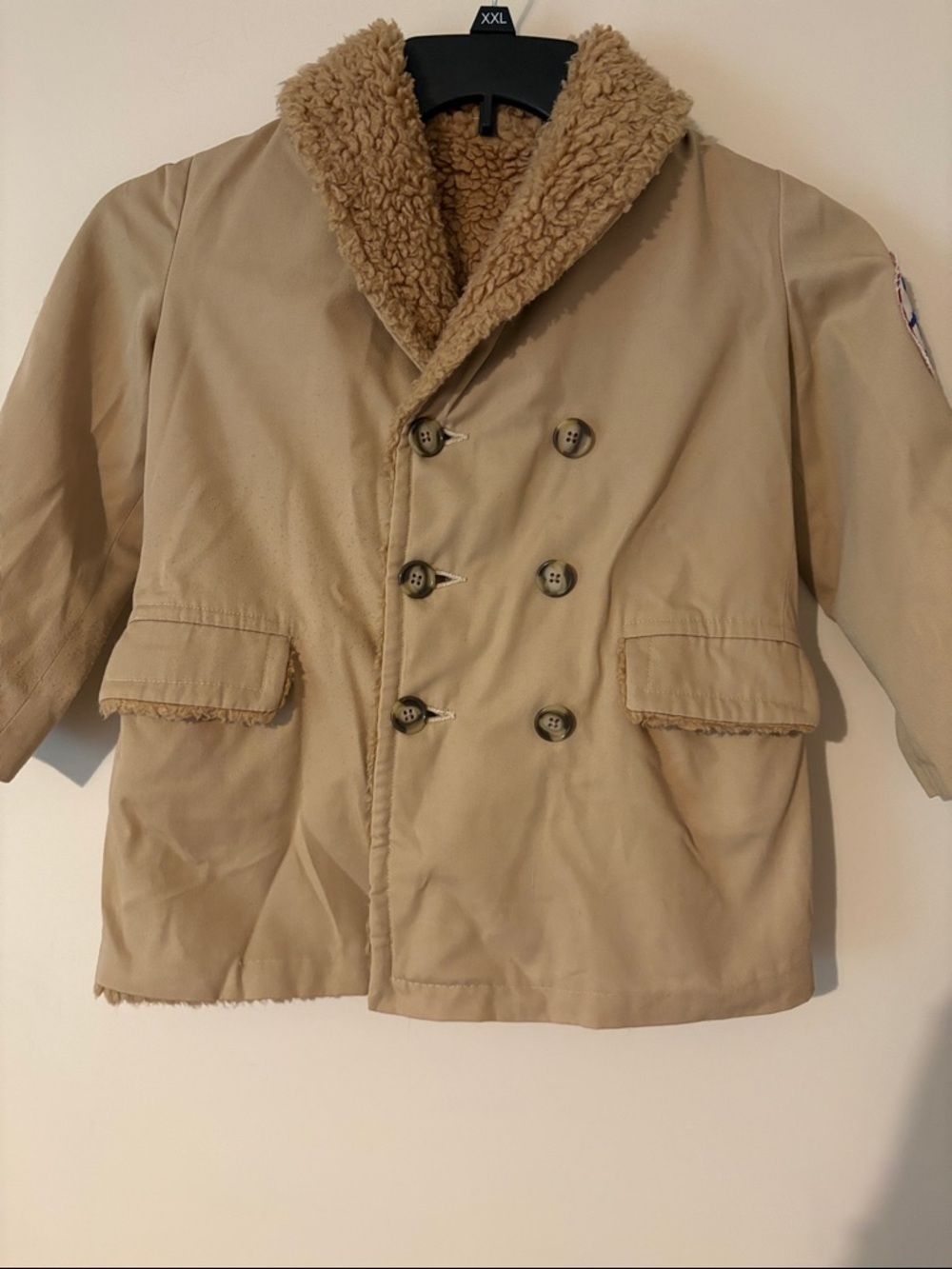 Vtg boys 1970’s Peacoat Tan Sherpa Lined Jacket size? 7/8 retro turtle vagabond